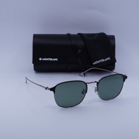 Montblanc MB0189S 005 Sunglasses Grey Square Frame, Green Lenses - Picture 11 of 11